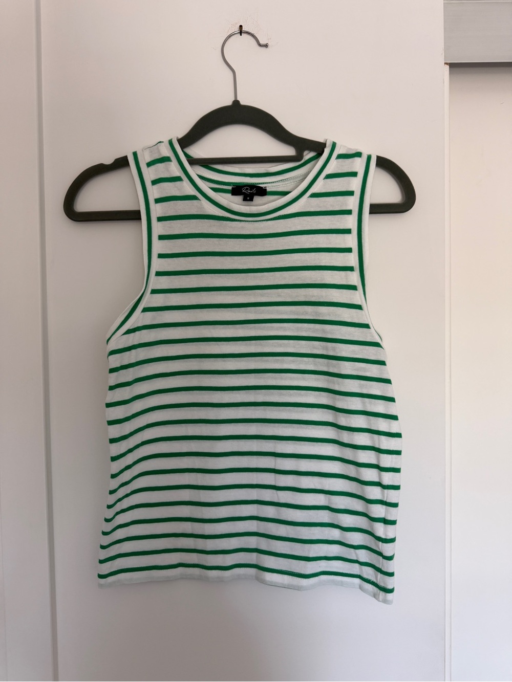 Rails Striped Green and White Sleeveless Tank Top
